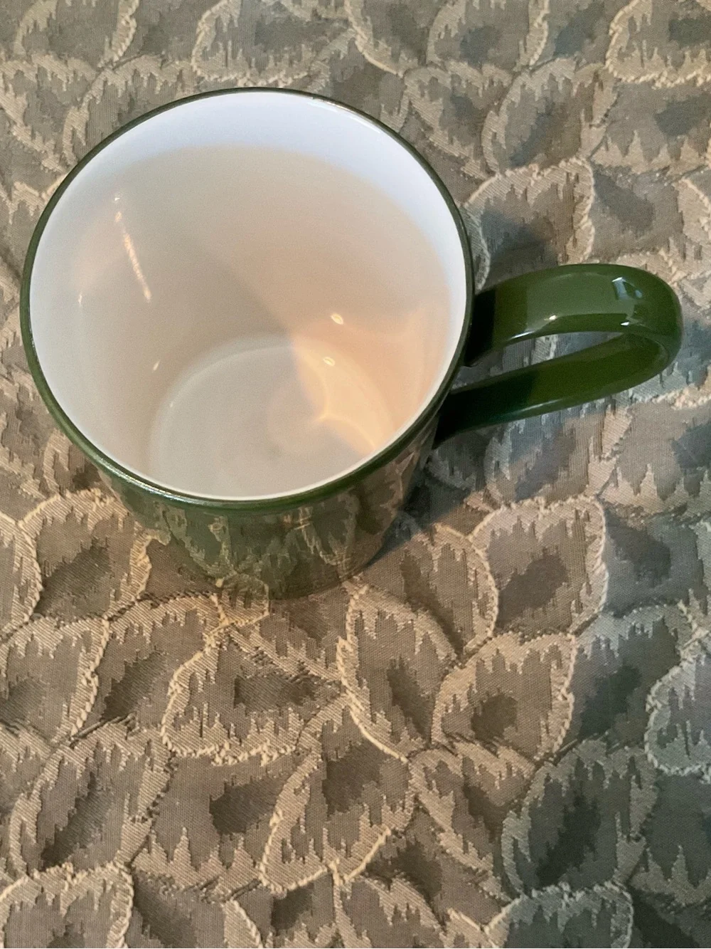 Harrods Knightsbridge Green Stoneware Mug with Gold Decoration Made in Scotland